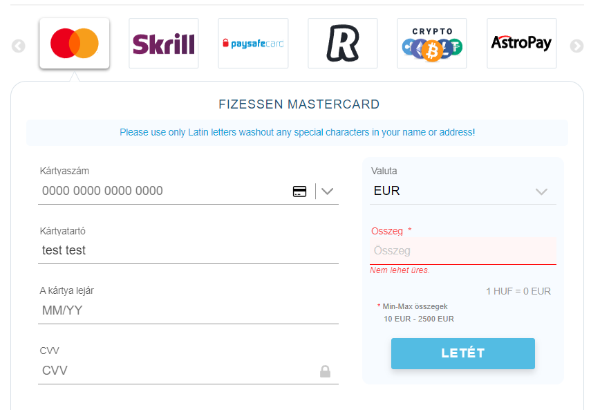 1bet Zahlungsmethoden