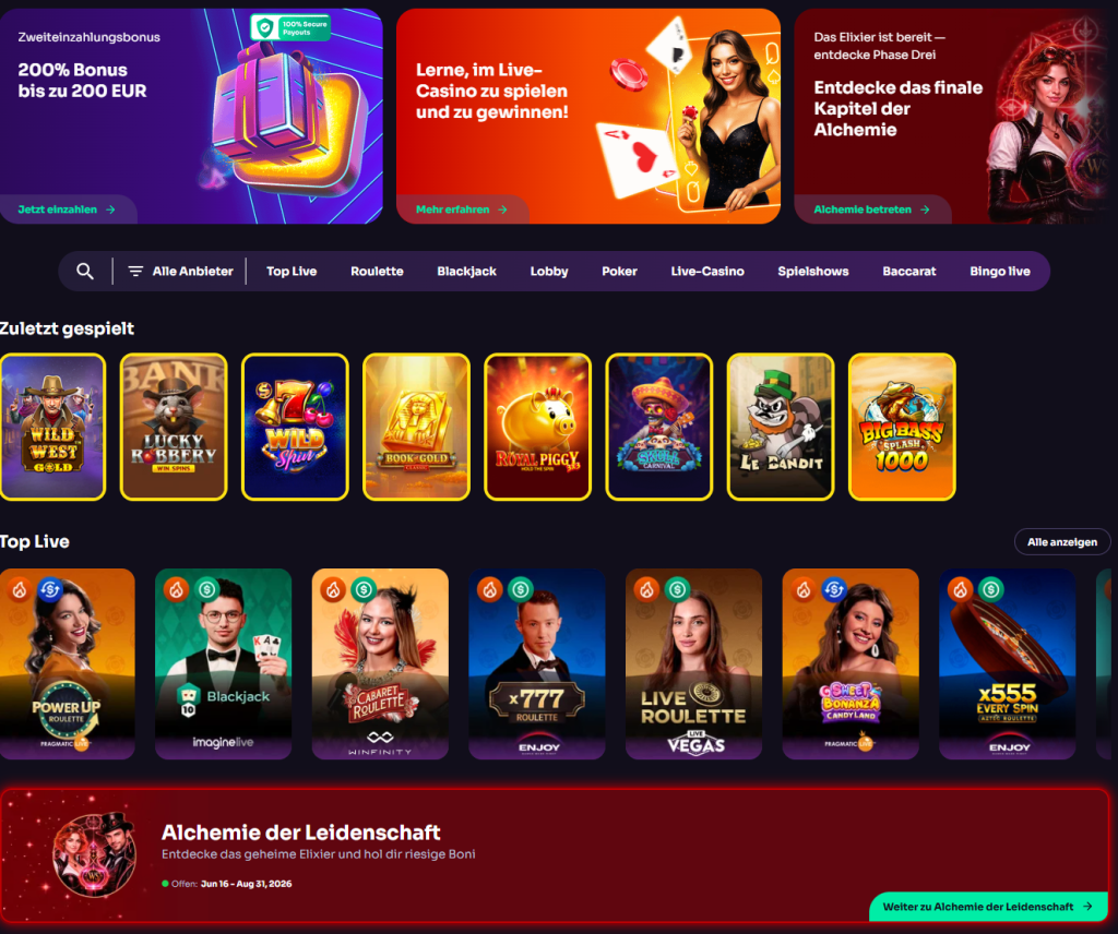 WinSpirit Live-Spiele